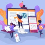 Team using best WordPress page builders to create a mobile-responsive website with SEO analytics and performance charts.