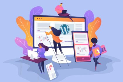 Team using best WordPress page builders to create a mobile-responsive website with SEO analytics and performance charts.